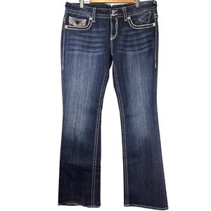 Vigoss The New York Bootcut Jeans Dark Wash Thick Stitch Rhinestone Size 13/14